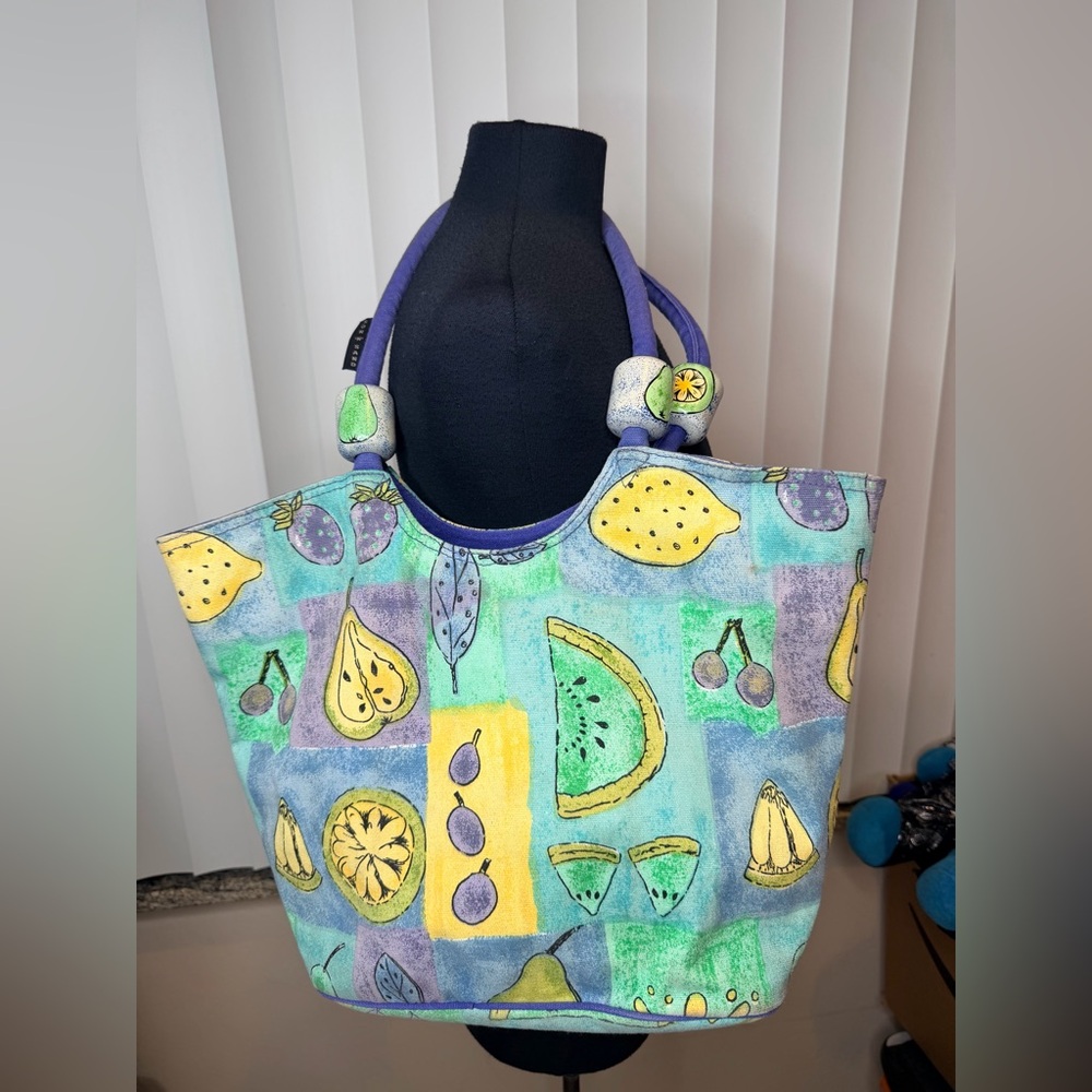 Sun & Sand Multi Fruit Large Summer Beach Pool Vacation Canvas Tote Bag